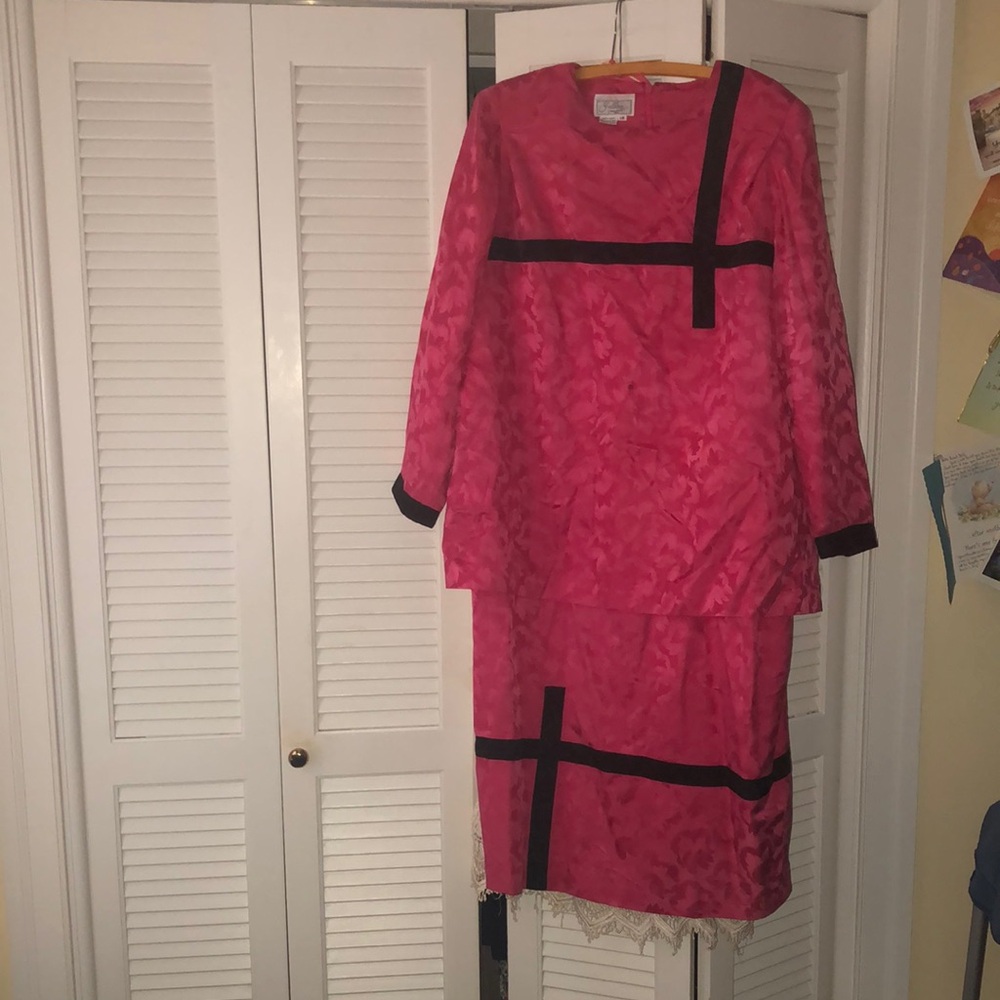 Elegant Pink and Black Women's Dress